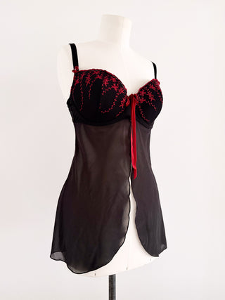 BLACK RED BUSTIER BABYDOLL (75E/80D)