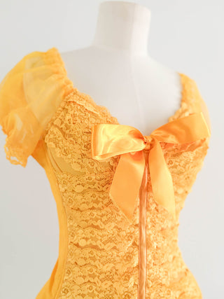 ITALIAN DESIGNER TANGERINE LACE CORSET (M/L - EU 38/40)