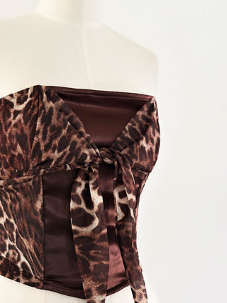 BOW LEOPARD BROWN BUSTIER (M/L - EU 38/40)
