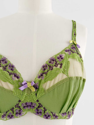 GREEN PURPLE FLORAL BRA (80D/75E)