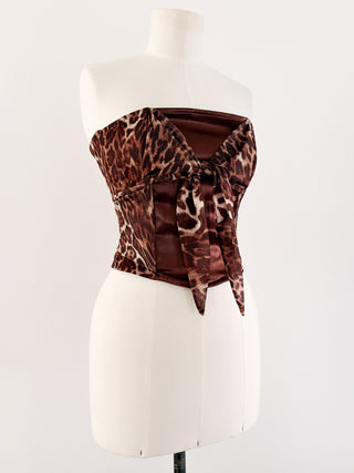 BOW LEOPARD BROWN BUSTIER (M/L - EU 38/40)