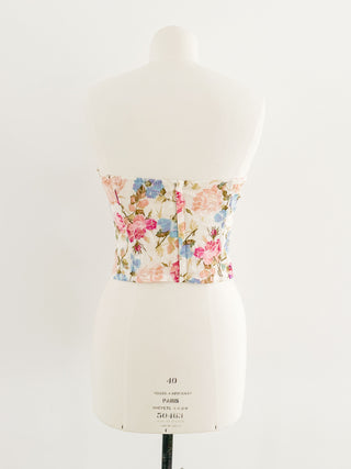 100% SILK FLORAL BUSTIER (S, EU 36)