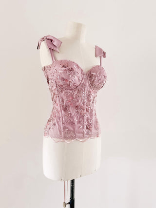 MAUVE/LAVENDER SEQUIN BOW CORSET (85C/80D/75E)