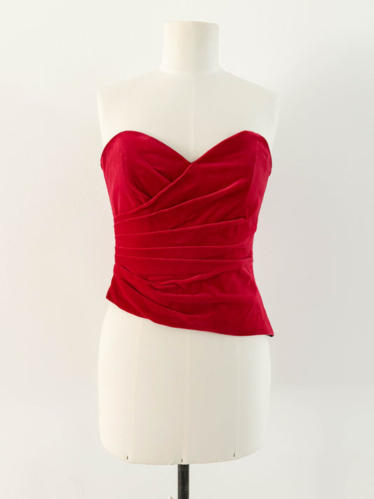 VELVET RED DRAPED CORSET (S/M)