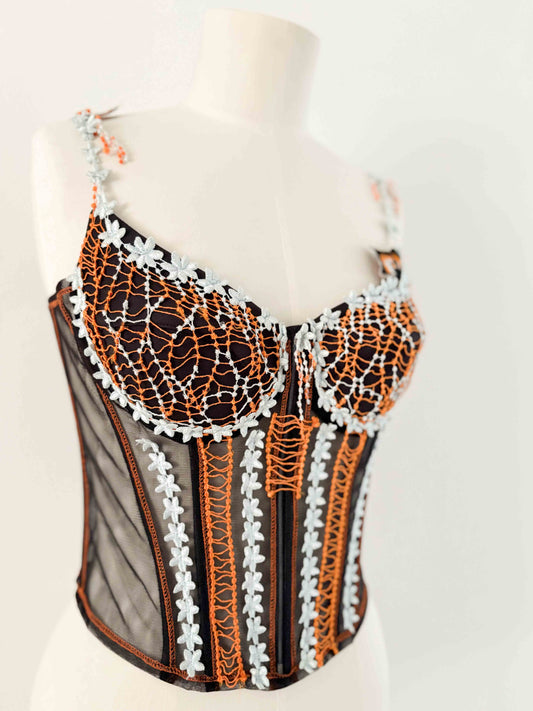 BLACK FLORAL COUTURE CORSET (75D/80C)