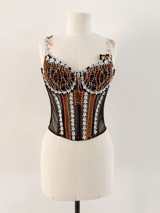 BLACK FLORAL COUTURE CORSET (75D/80C)