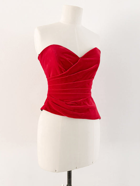 VELVET RED DRAPED CORSET (S/M)