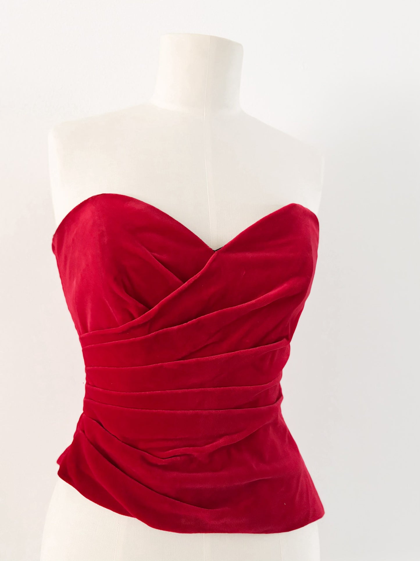 VELVET RED DRAPED CORSET (S/M)