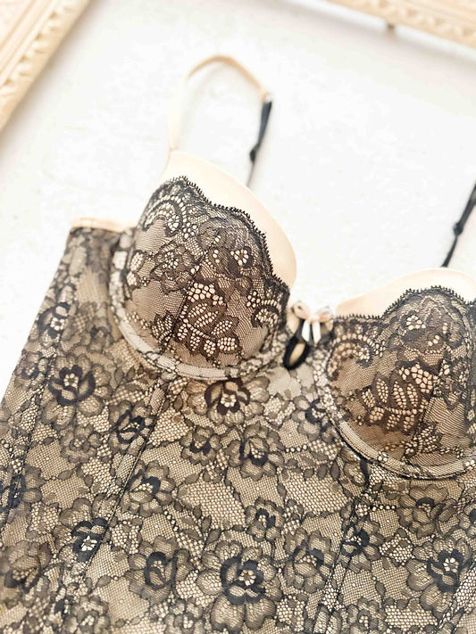 GOLDEN BLACK LACE BUSTIER (80C/75D)