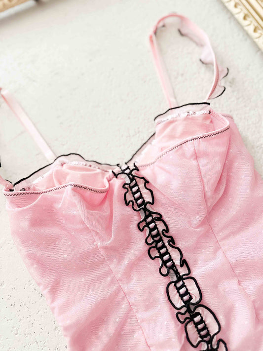 PINK RUFFLE SEQUIN BUSTIER (75B/80A)