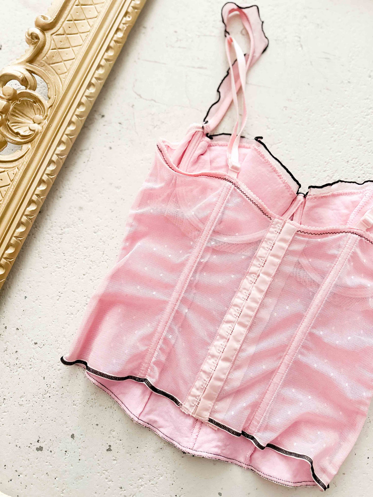 PINK RUFFLE SEQUIN BUSTIER (75B/80A)