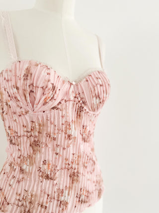 PLISSÉ FLORAL BUSTIER (75B/70C)