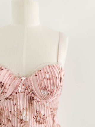 PLISSÉ FLORAL BUSTIER (75B/70C)