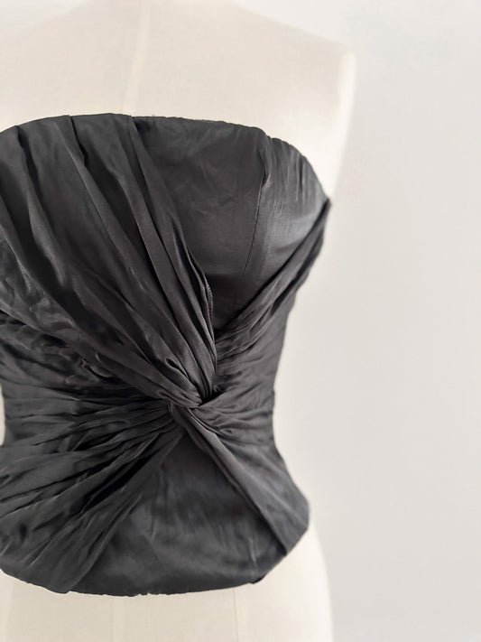 100% SILK ANTHRACITE BUSTIER (XS - S)