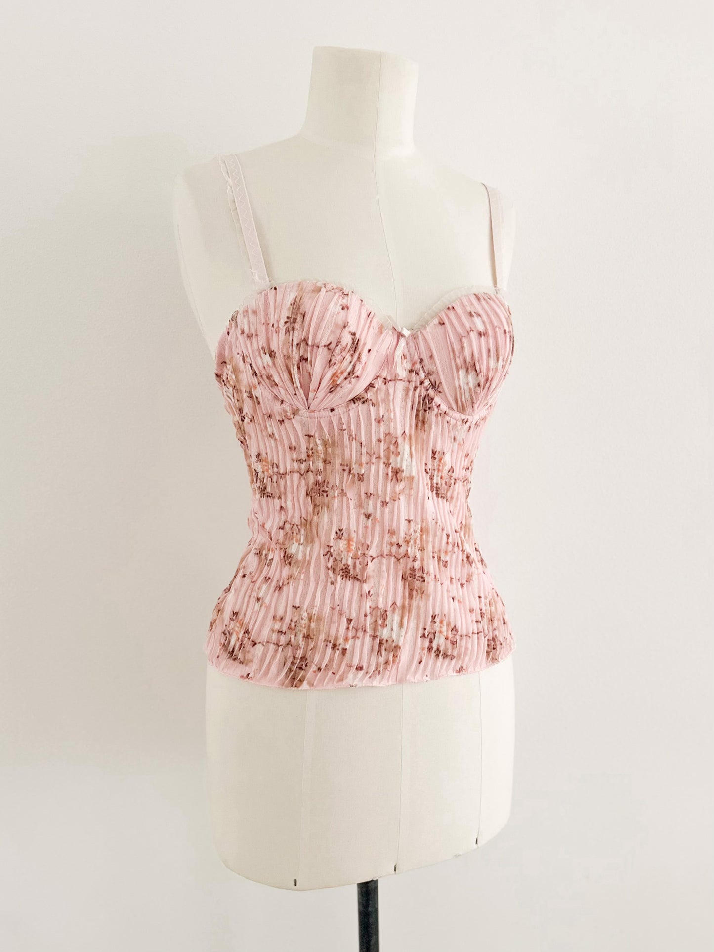 PLISSÉ FLORAL BUSTIER (75B/70C)