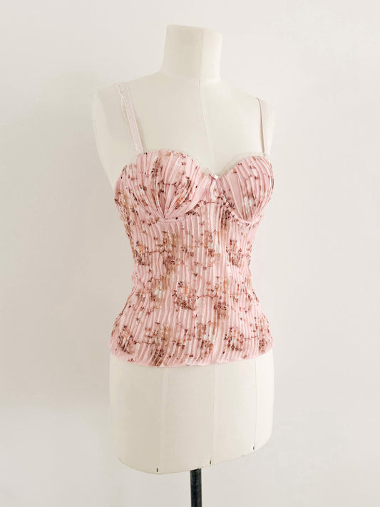 PLISSÉ FLORAL BUSTIER (75B/70C)