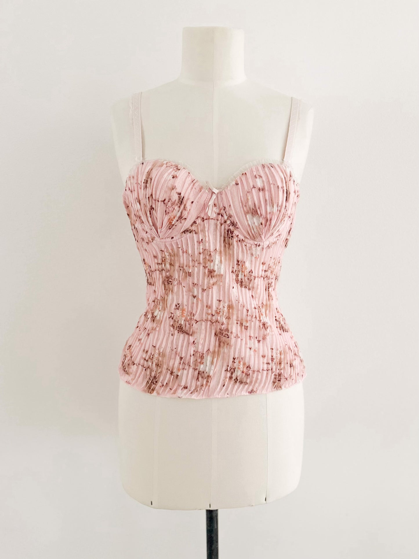 PLISSÉ FLORAL BUSTIER (75B/70C)