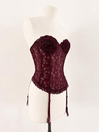BURGUNDY LACE BUSTIER (75B/70C)