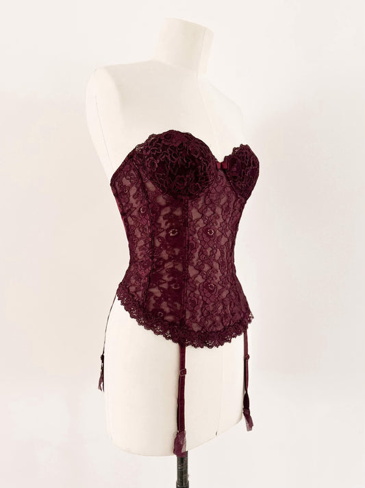 BURGANDY LACE BUSTIER (75B/70C)