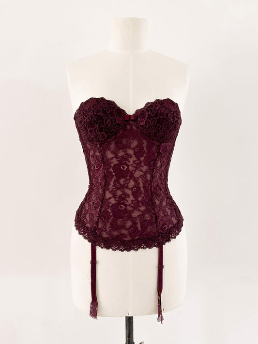 BURGANDY LACE BUSTIER (75B/70C)