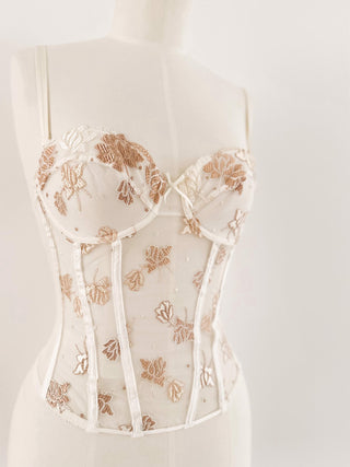GOLDEN IVORY FLORAL BUSTIER (75B/70C)