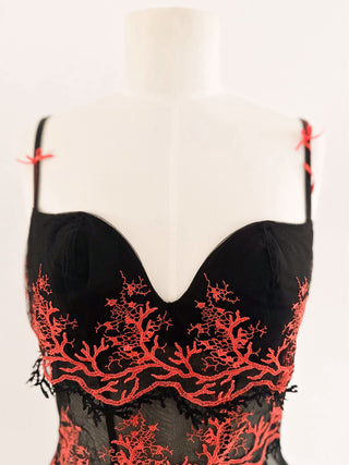 CORAL BLACK FRENCH BUSTIER (75B/70C)