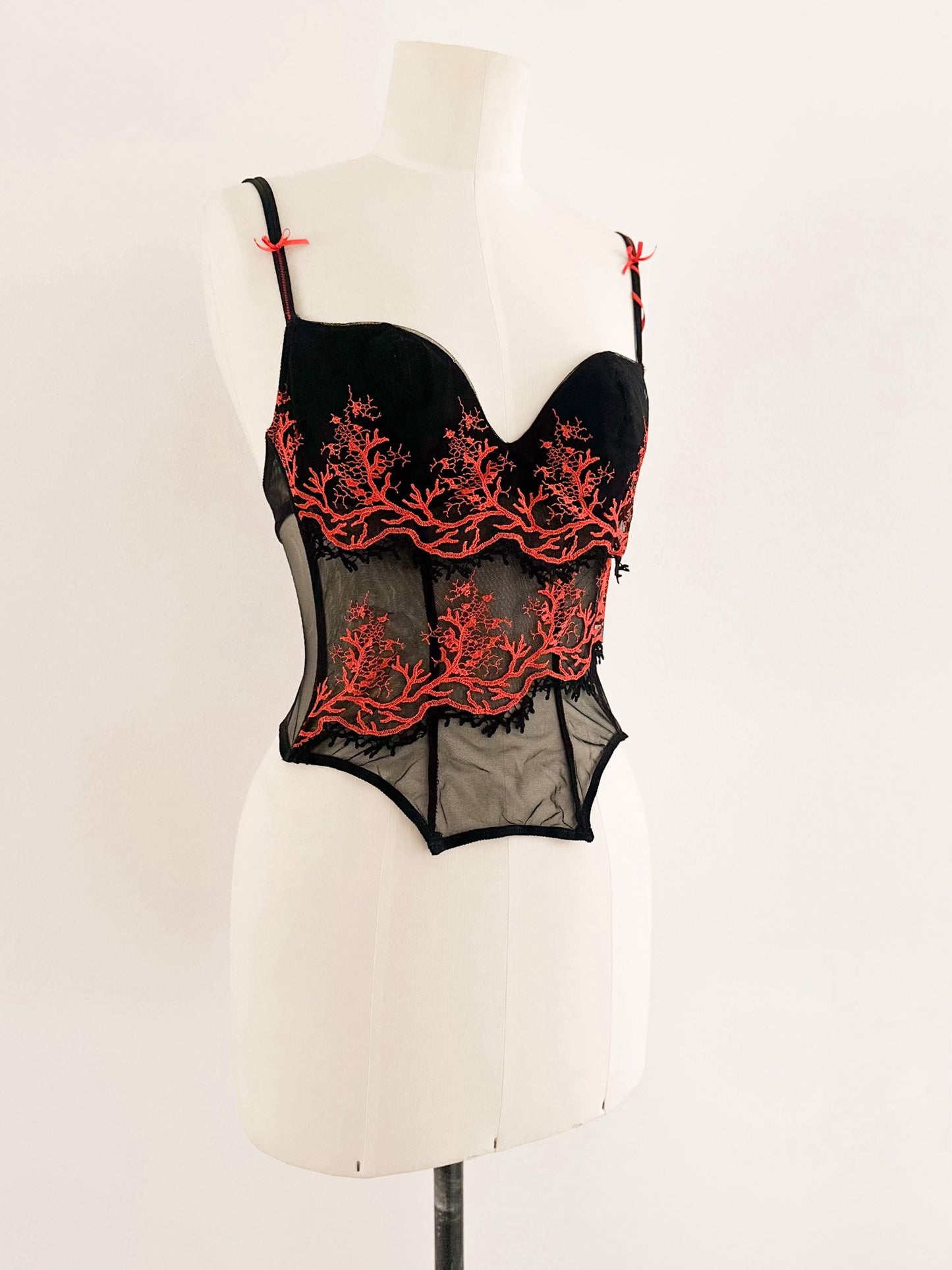 CORAL BLACK FRENCH BUSTIER (75B/70C)