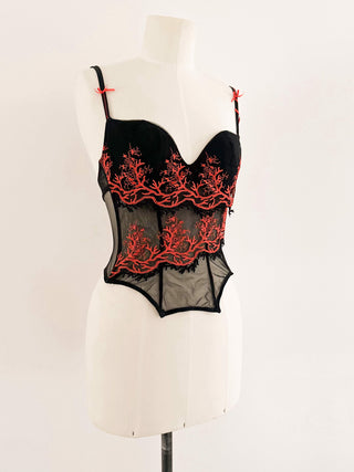 CORAL BLACK FRENCH BUSTIER (75B/70C)