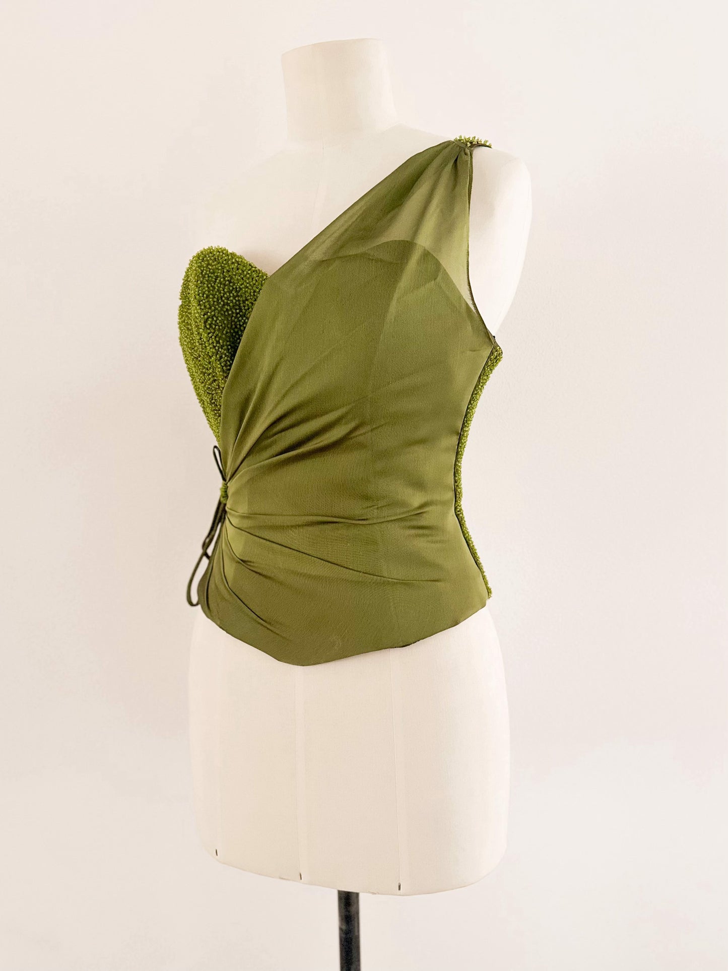 GREEN SILK BEADED CORSET (XS - S)