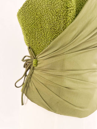 GREEN SILK BEADED CORSET (S, EU 36)