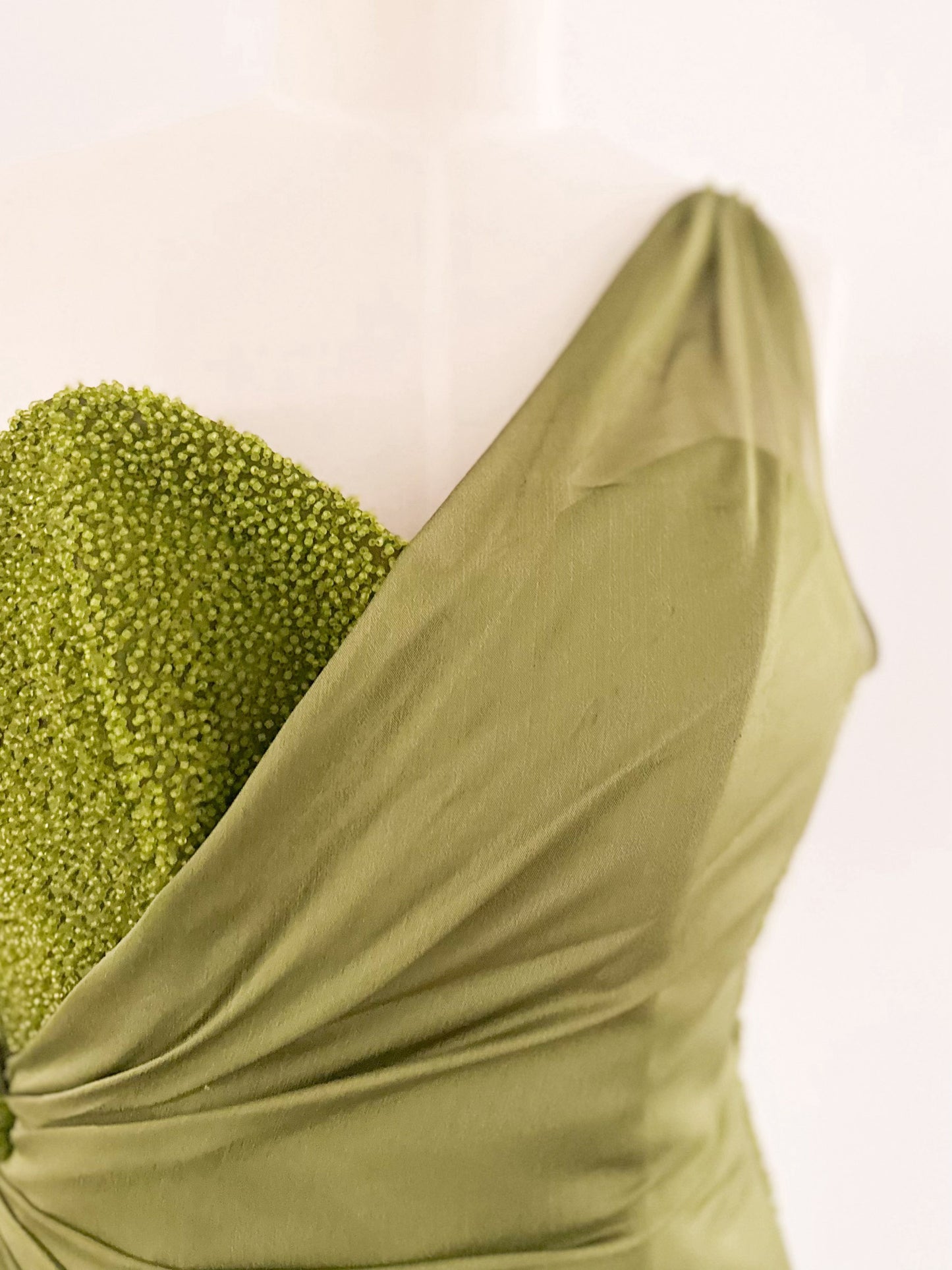 GREEN SILK BEADED CORSET (XS - S)
