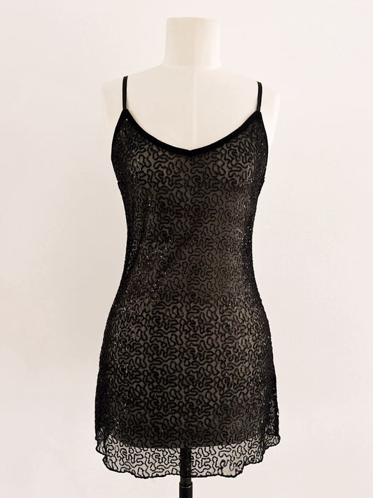 BLACK SEQUIN SLIP (S - M)