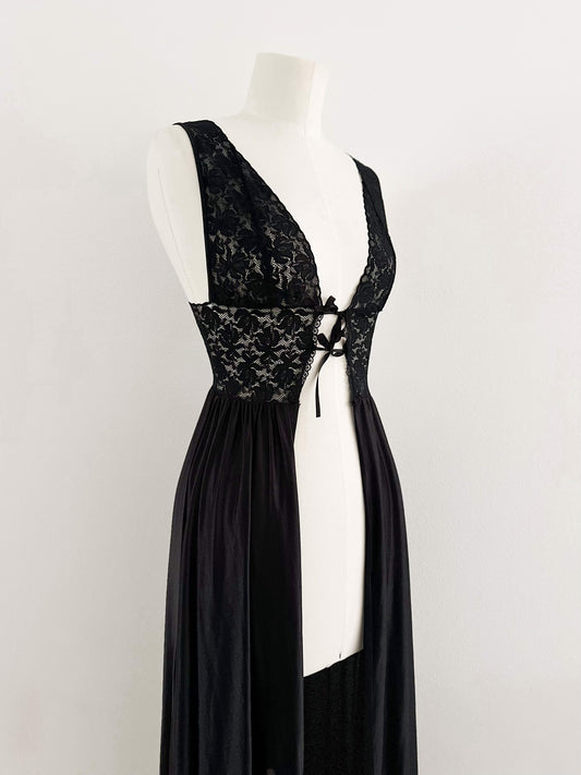 BLACK LACE NEGLIGE (XS - S)