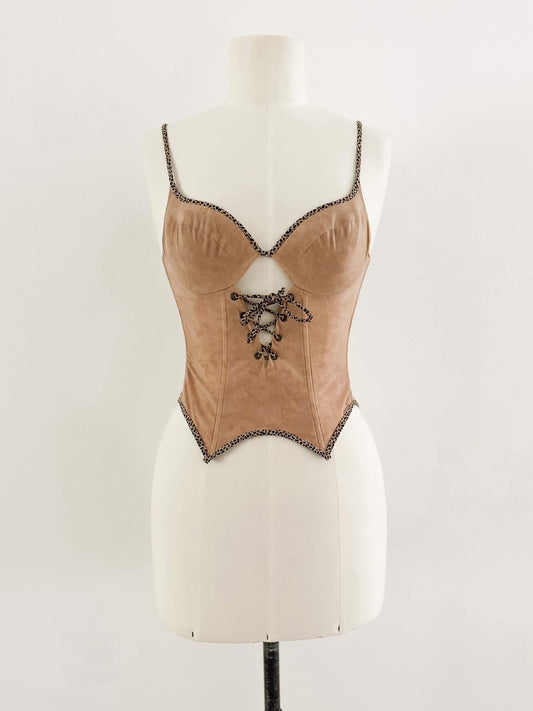 FAUX SUEDE LEOPARD BUSTIER (75B/70C)