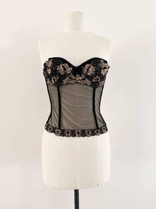 GOLDEN BLACK MESH BUSTIER (75B/70C)