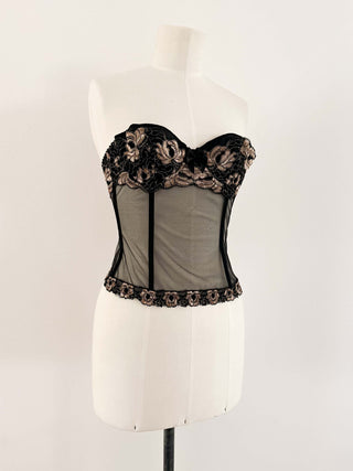 GOLD BLACK MESH BUSTIER (75B/70C)