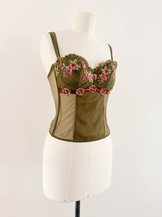 KHAKI FLORAL BUSTIER (75C/80B)