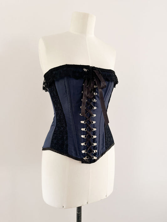 NAVY BLACK LACE CORSET (XS - S/M)