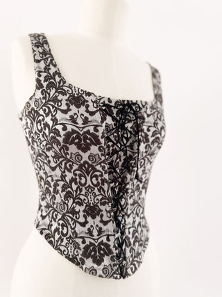 SILVER BLACK BAROQUE CORSET (S, EU 36)