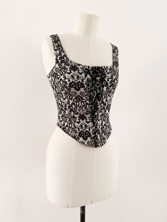 SILVER BLACK BAROQUE CORSET (S - M)