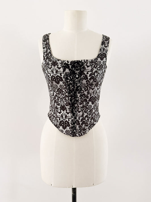 SILVER BLACK BAROQUE CORSET (S - M)