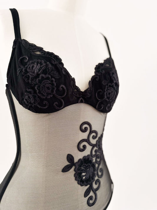 BLACK FLORAL LA PERLA CORSET (75B/70C)