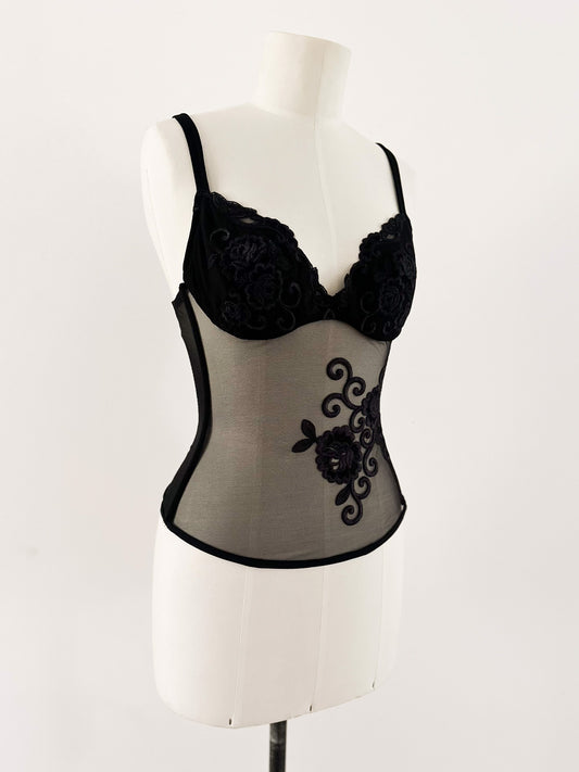 BLACK FLORAL LA PERLA CORSET (75B/70C)