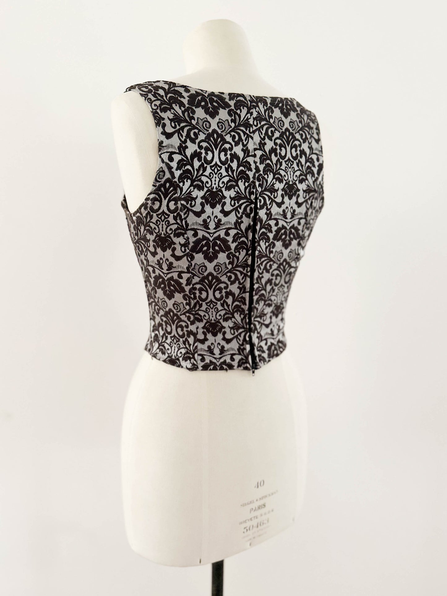 SILVER BLACK BAROQUE CORSET (S - M)
