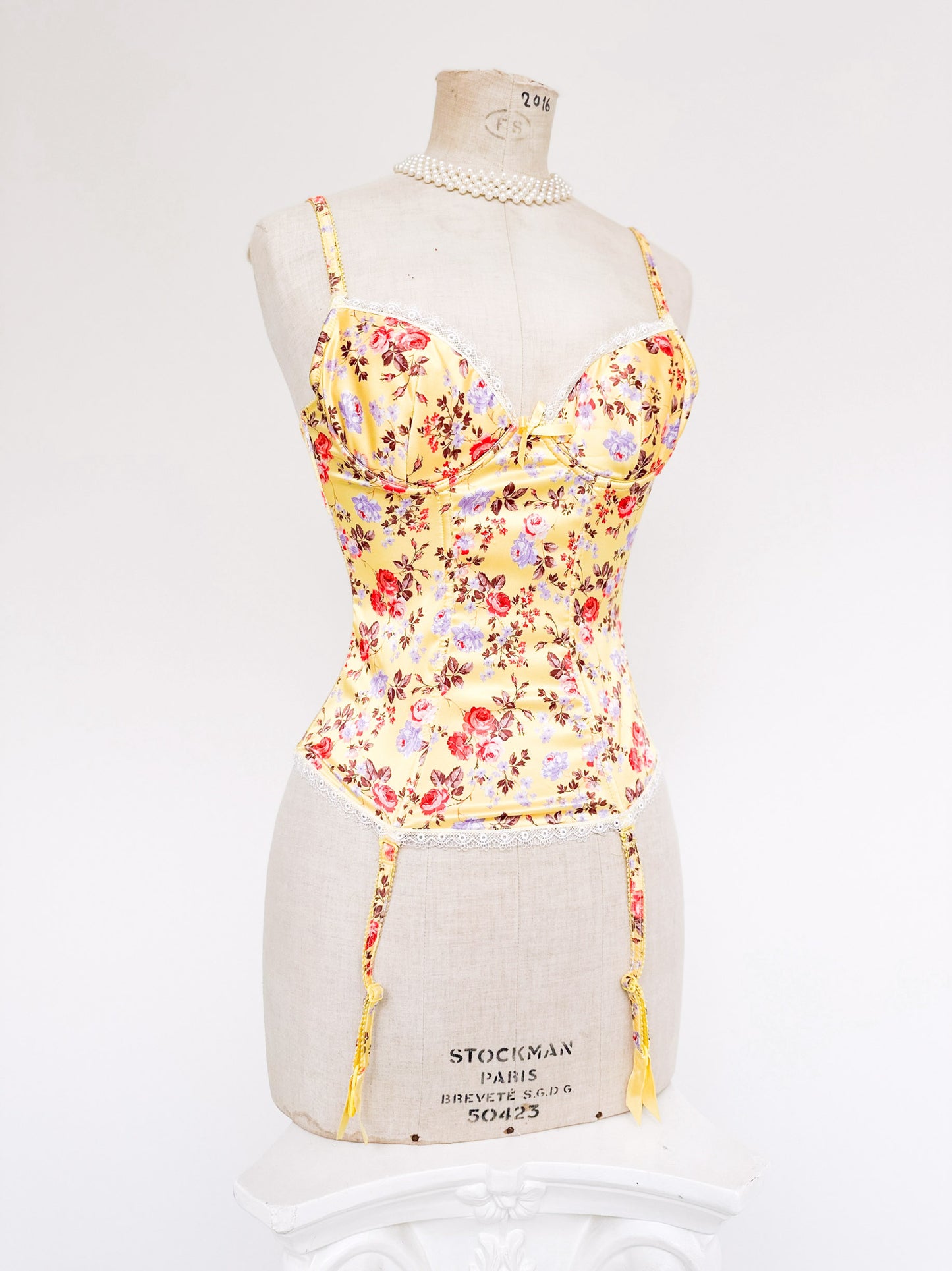 YELLOW FLORAL SATIN BUSTIER (70B/75A)