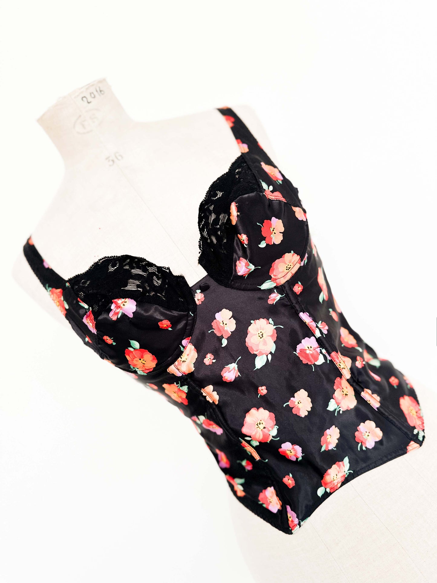 SATIN LACE FLORAL BUSTIER (75B/70C)