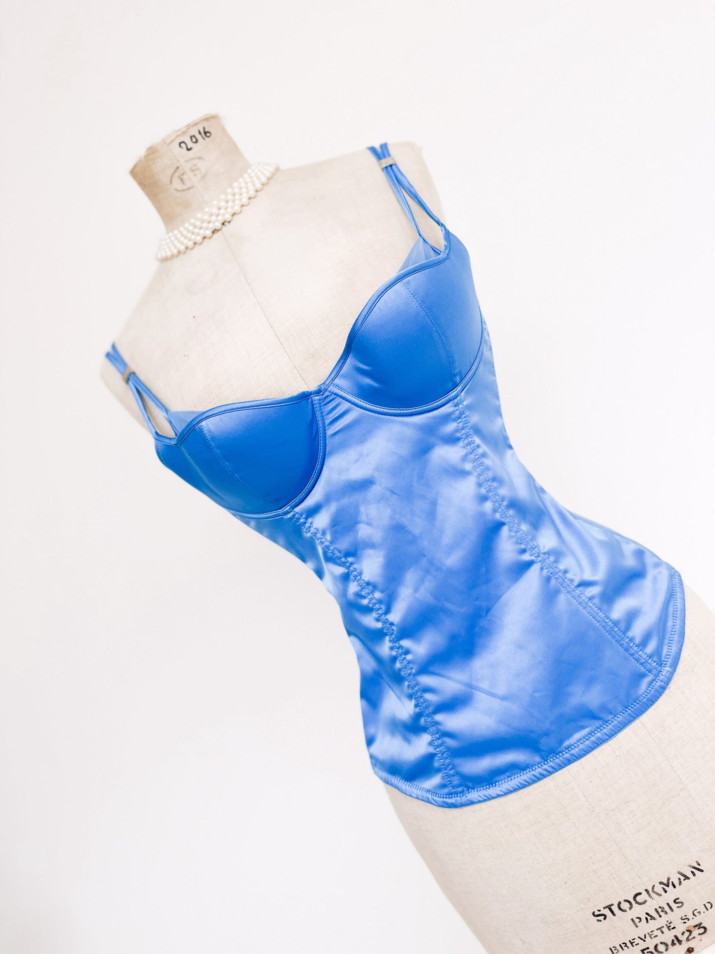 SATIN ROYAL BLUE MESH BUSTIER (75D/80C)