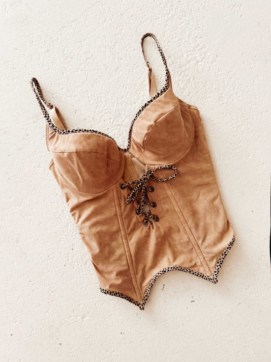 FAUX SUEDE LOOK BUSTIER (75B/70C)